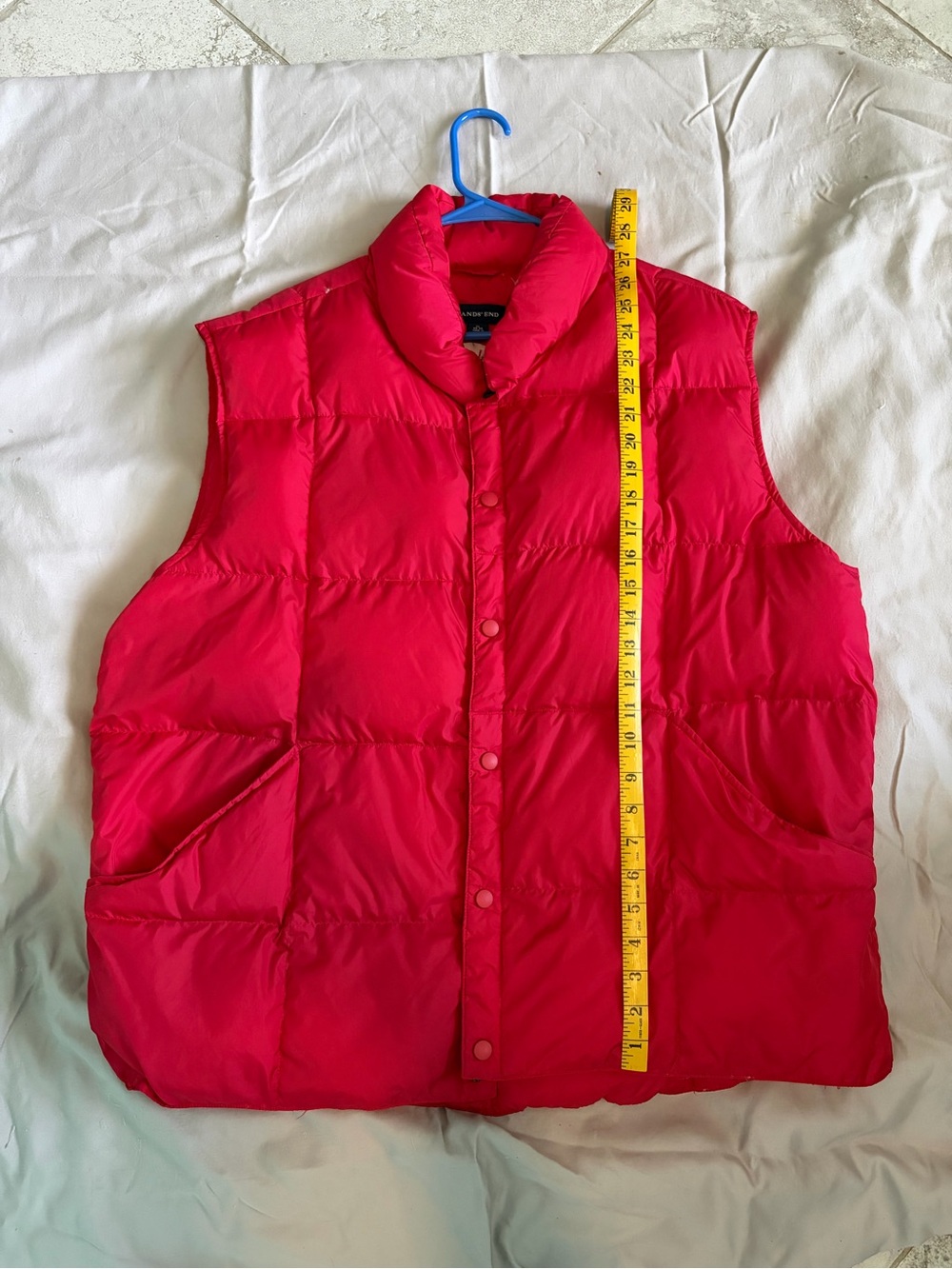 Bright Red Goosedown Quilted Snap-Front Puffer Vest